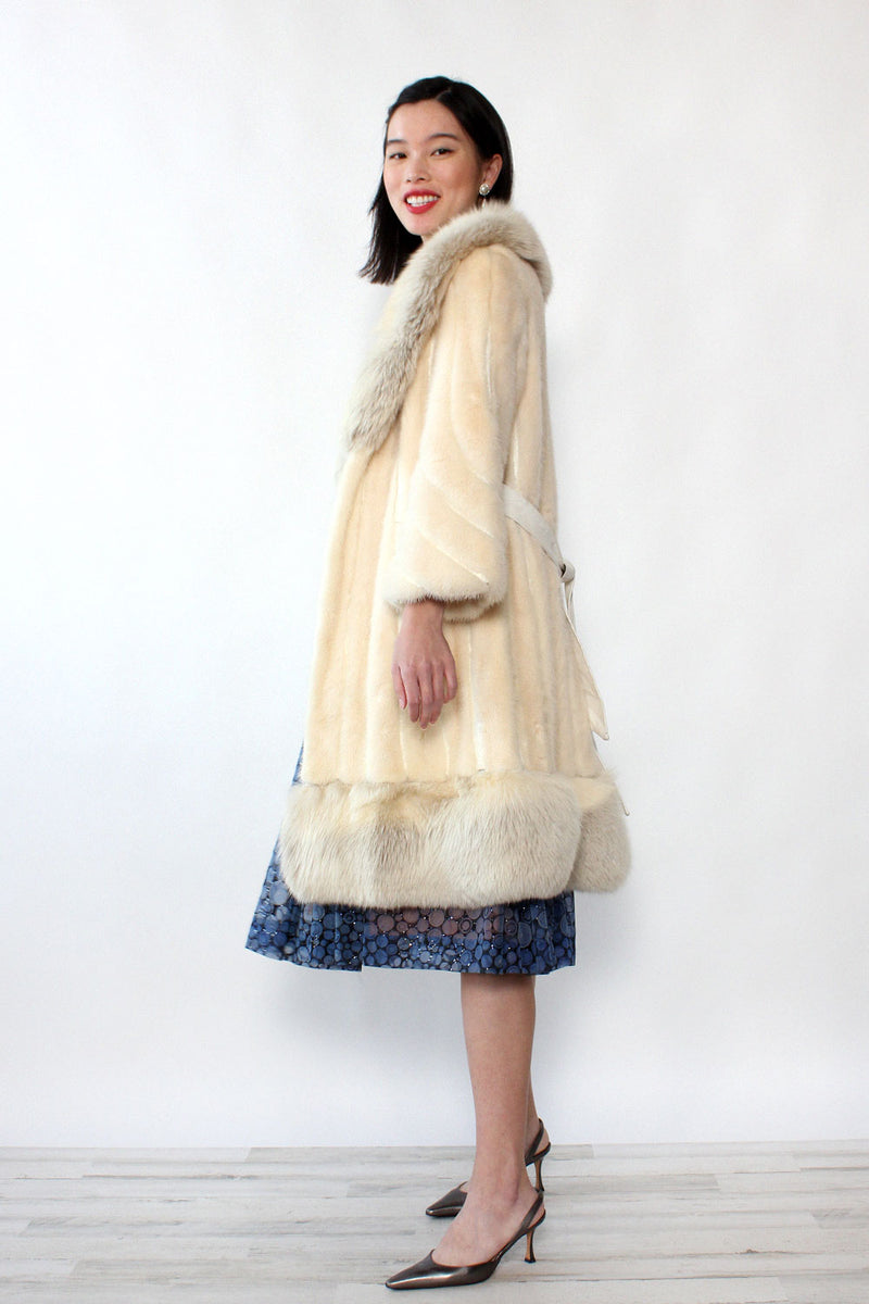 Snow White Mink & Fox Fur Coat XS-M