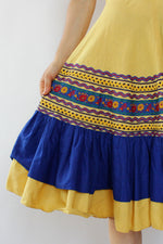 Yellow Tiered Folk Skirt XS