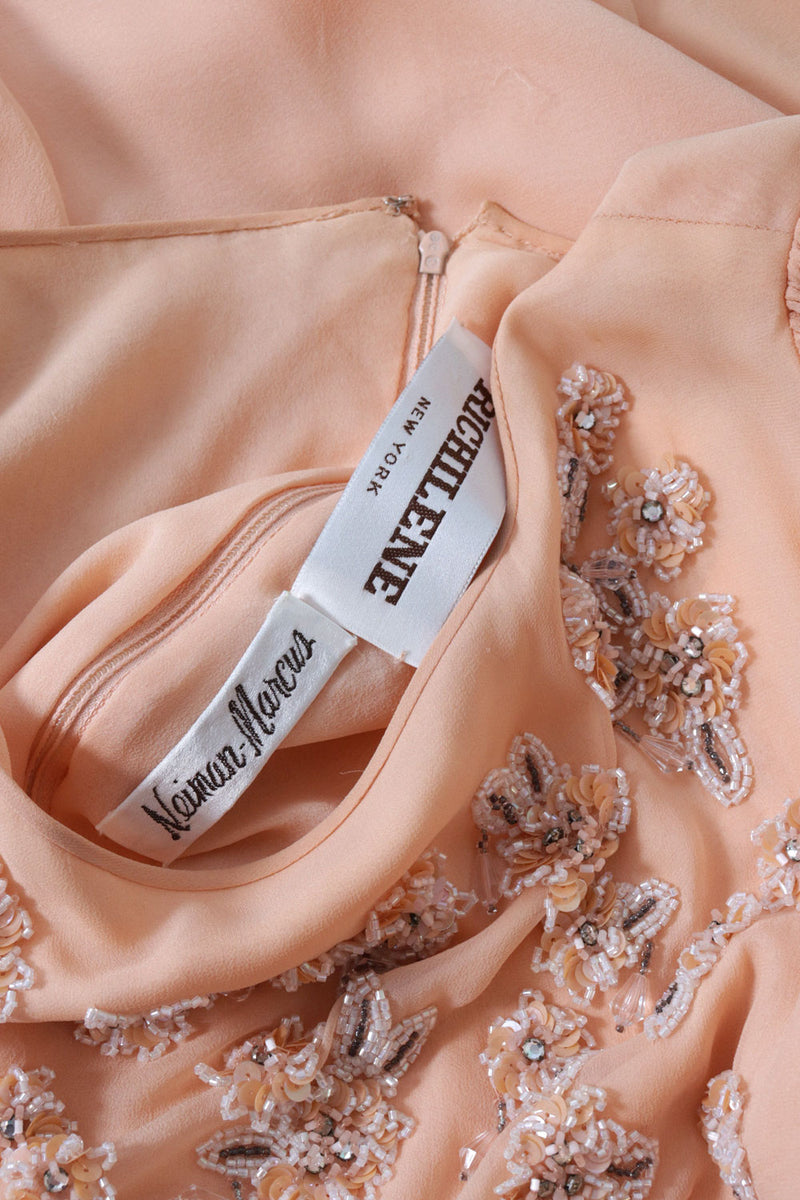 Richilene Silk Peach Beaded Gown XS-M