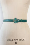 Teal Leather Medallion Belt S/M