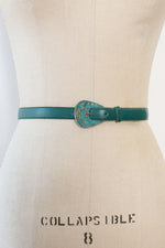 Teal Leather Medallion Belt S/M