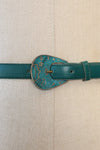 Teal Leather Medallion Belt S/M