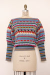 Mixed Geometry Puff Sleeve Sweater M/L