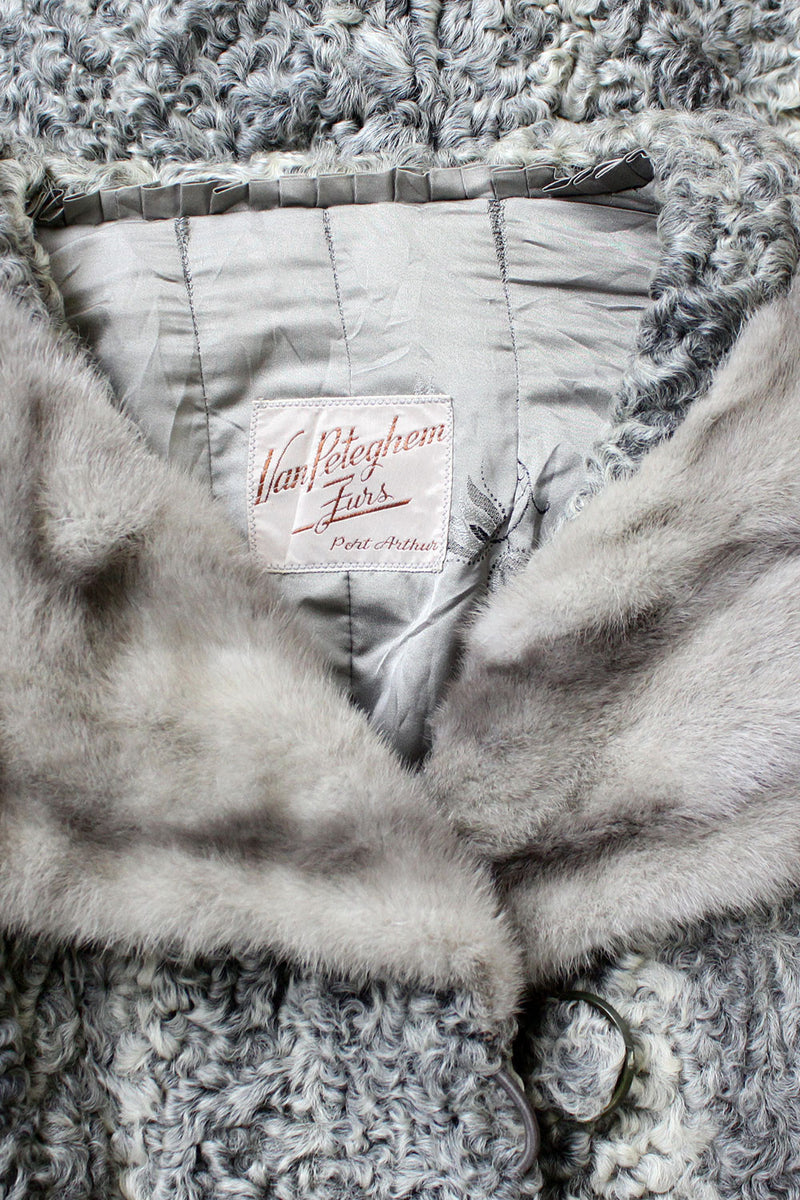 Silver Persian Lamb Mink Collar Coat M
