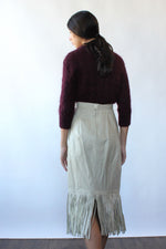 Beige Leather Fringe Skirt M/L
