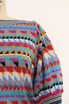 Mixed Geometry Puff Sleeve Sweater M/L