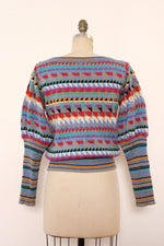 Mixed Geometry Puff Sleeve Sweater M/L