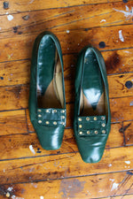 Green Pilgrim Heeled Loafers 9
