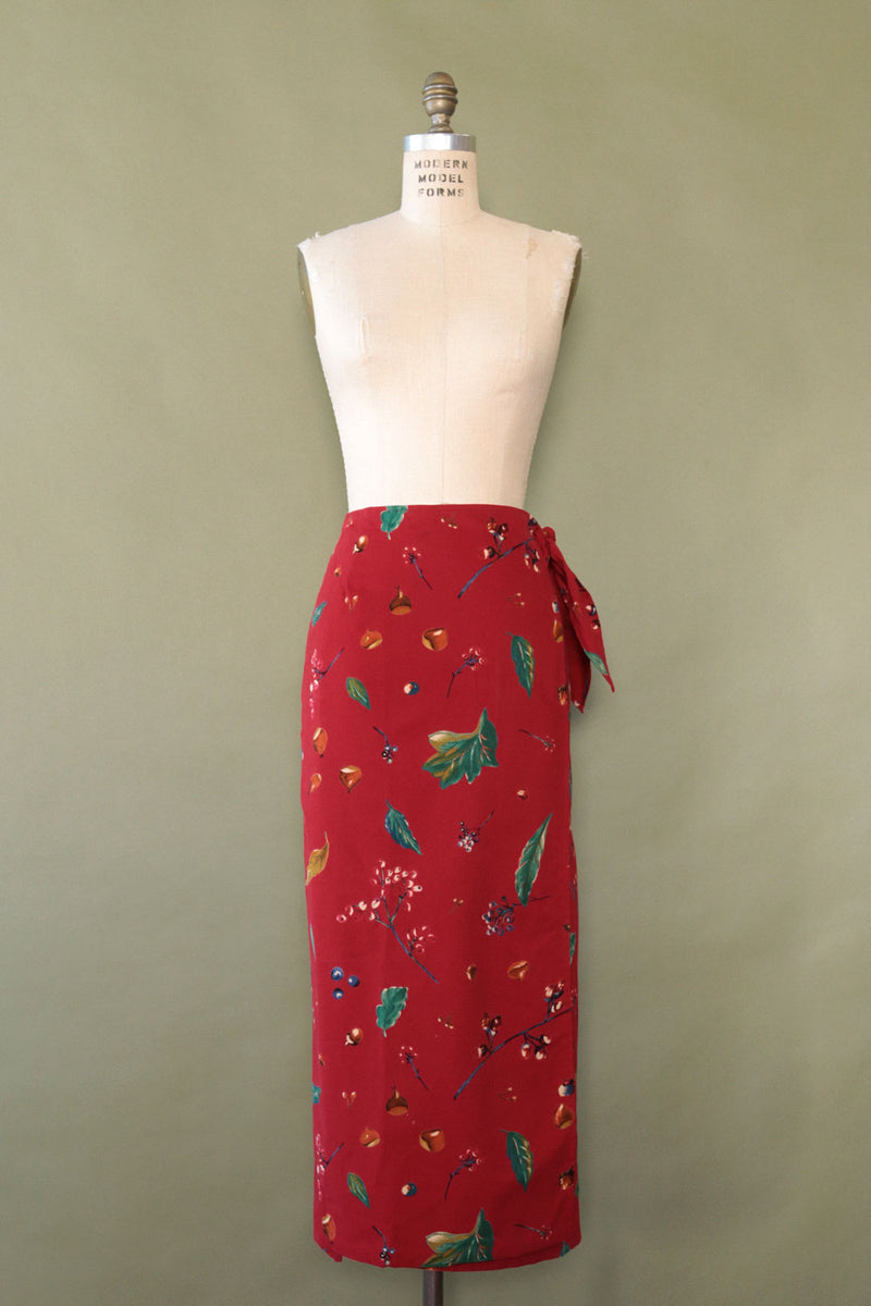 Berries & Nuts Cotton Wrap Skirt S-S/M