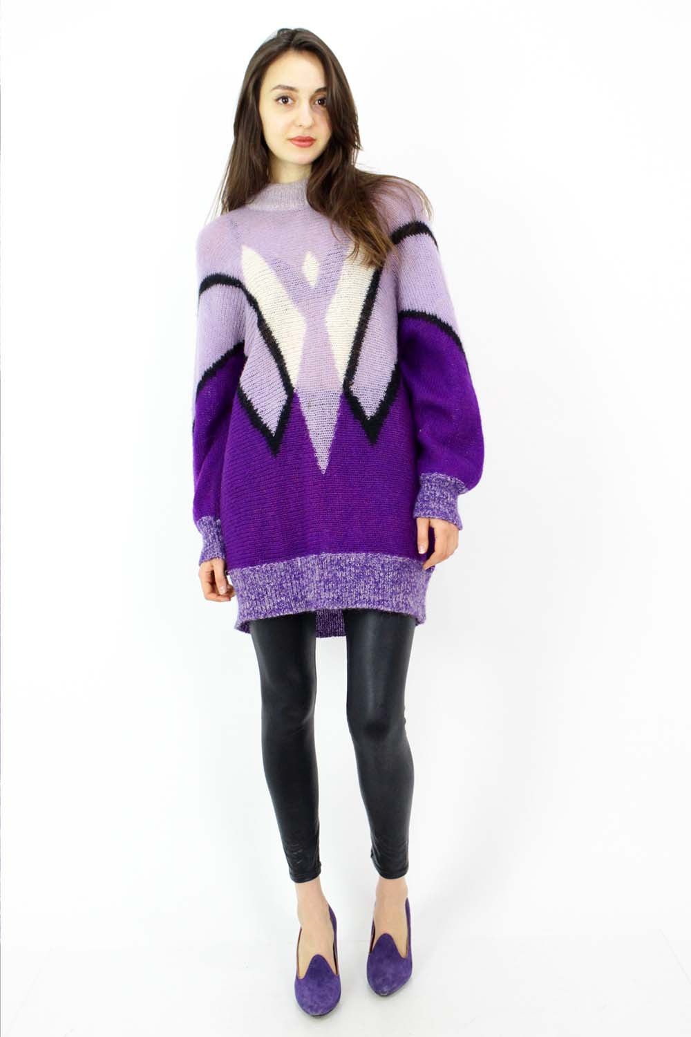 Mohair Geometric Sweater Dress M