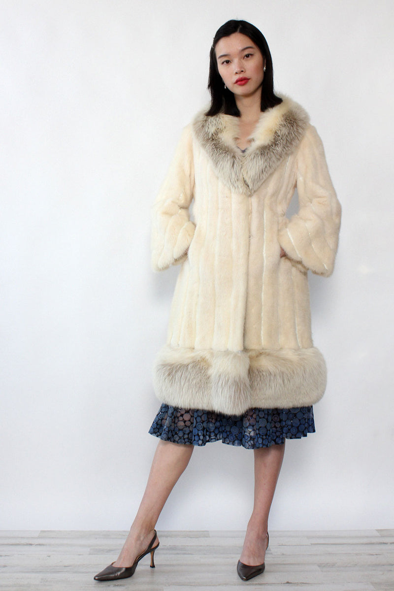 Snow White Mink & Fox Fur Coat XS-M