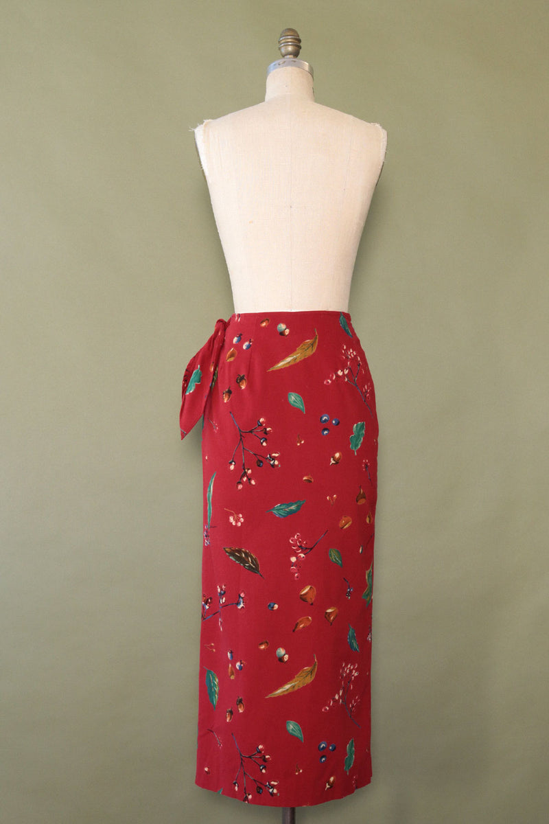 Berries & Nuts Cotton Wrap Skirt S-S/M