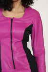 Chia Fuchsia Leather Zip Dress M/L
