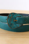 Teal Leather Medallion Belt S/M