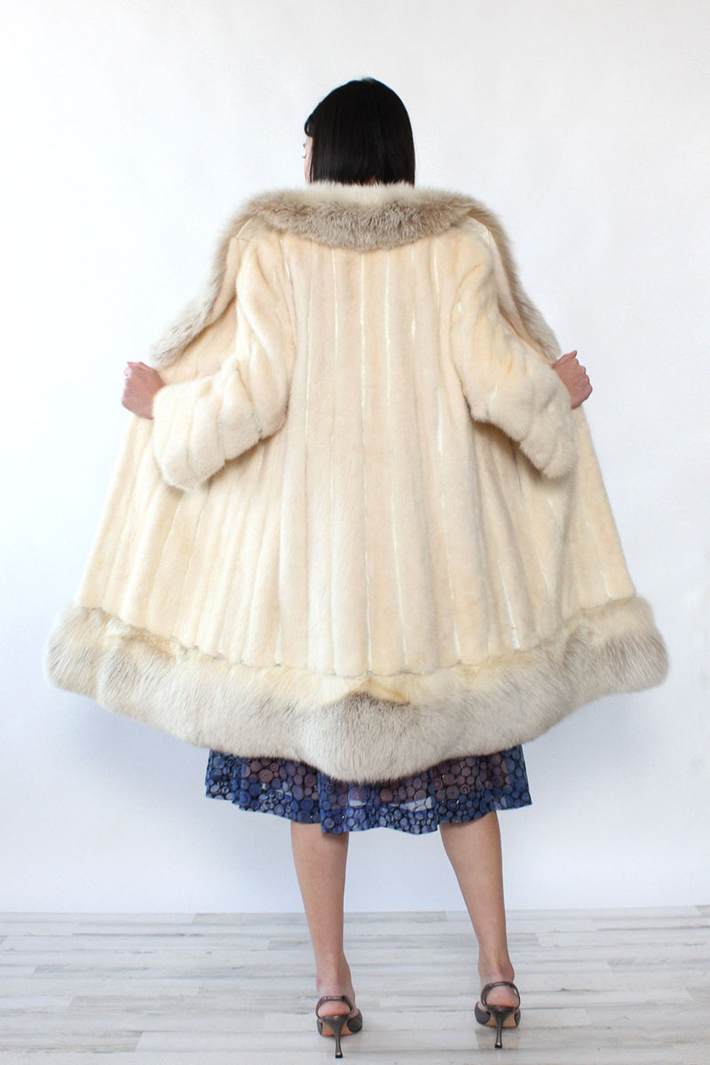 Snow White Mink & Fox Fur Coat XS-M