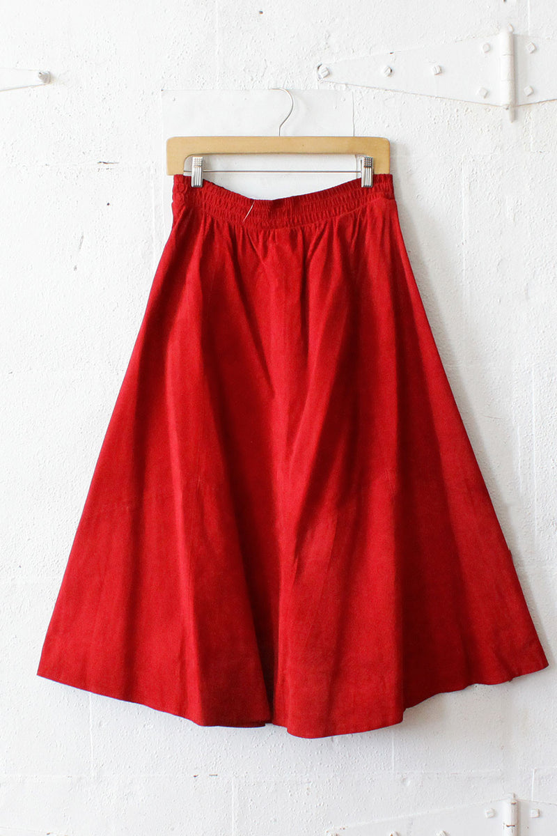 Ruby Red Suede Skirt M/L