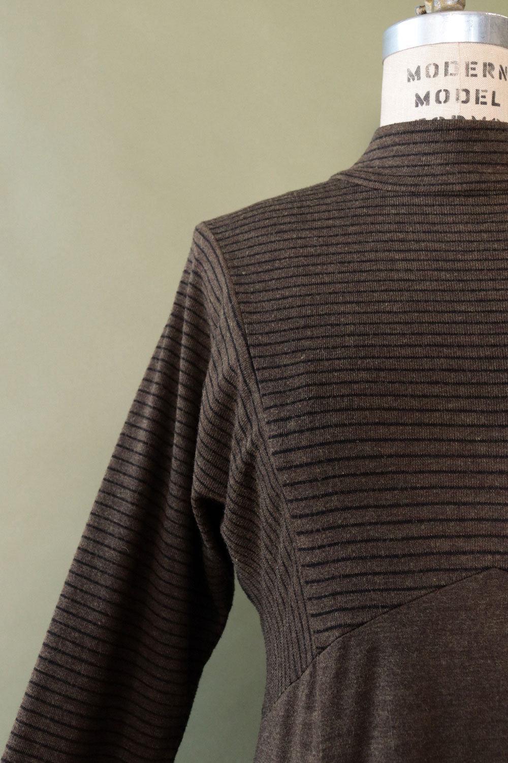 Olive Stripe Knit Flare Dress M/L