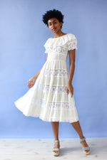 Cream Lace Peasant Dress S