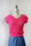 Hot Pink Angora Crochet Tee XS/S
