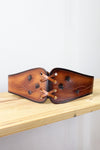 Leather and Lace Up Tooled Corset Belt
