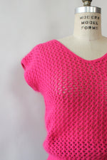 Hot Pink Angora Crochet Tee XS/S