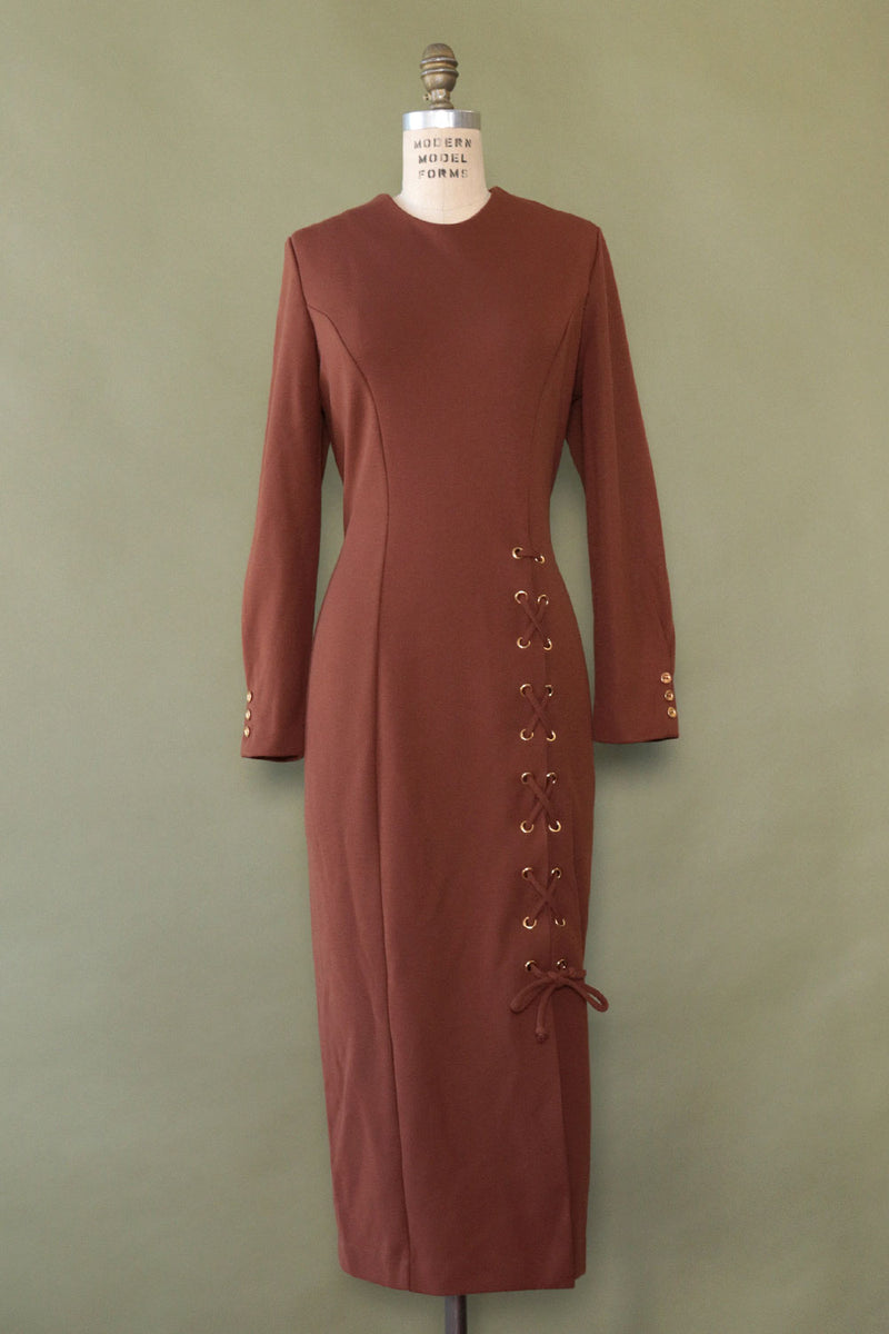 Lace-up Knit Dress L