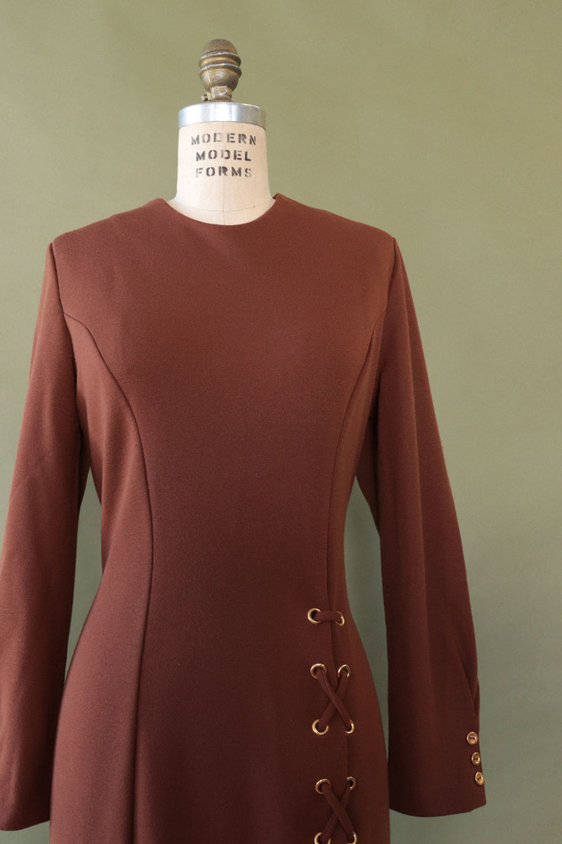 Lace-up Knit Dress L