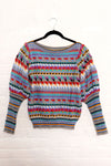 Mixed Geometry Puff Sleeve Sweater M/L