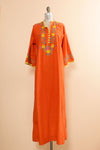 Coral Embroidered Caftan