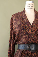 Leopard Flared Drape Dress M/L