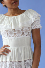 Cream Lace Peasant Dress S