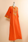 Coral Embroidered Caftan