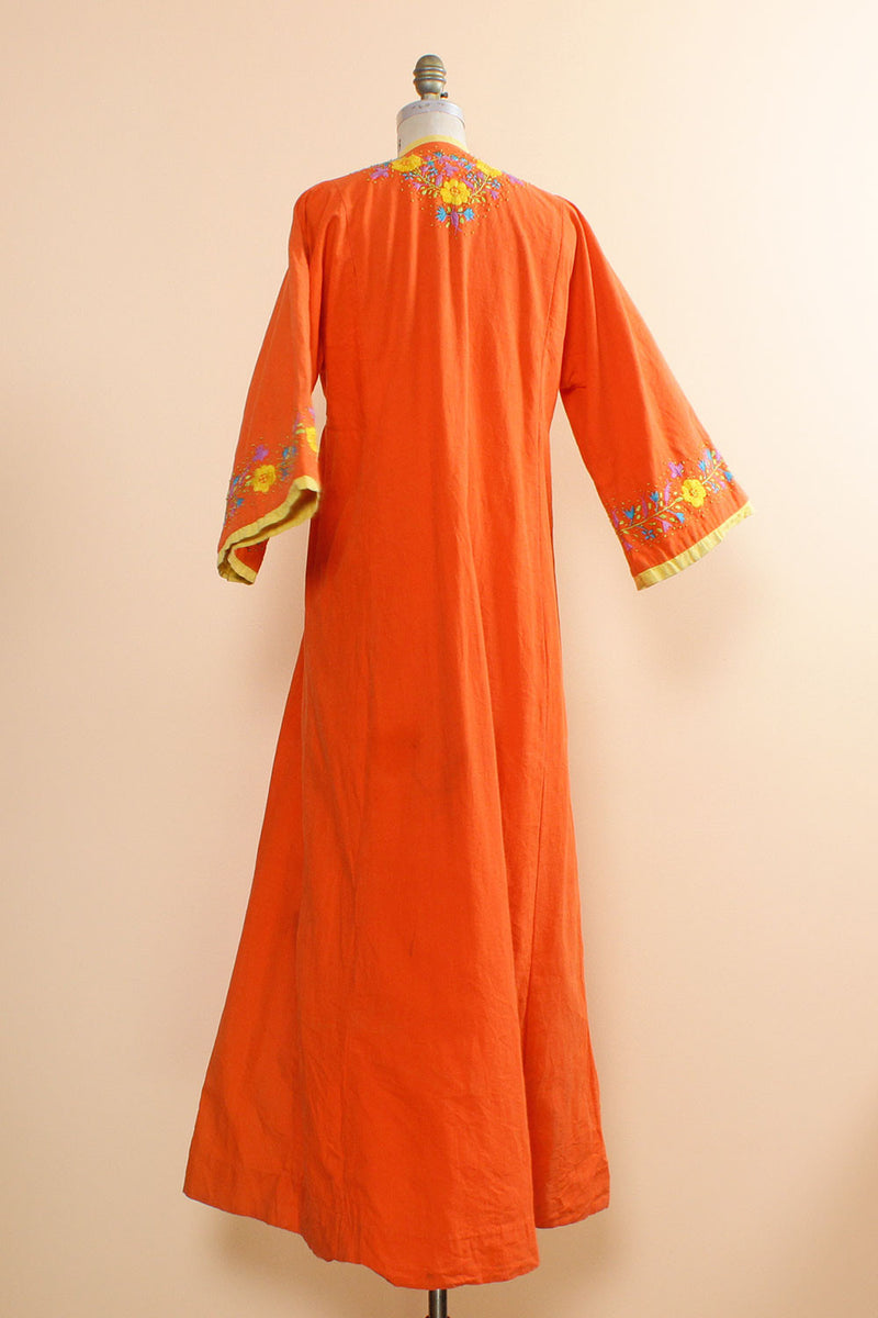 Coral Embroidered Caftan