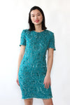 Turquoise Beaded Silk Dress S/M