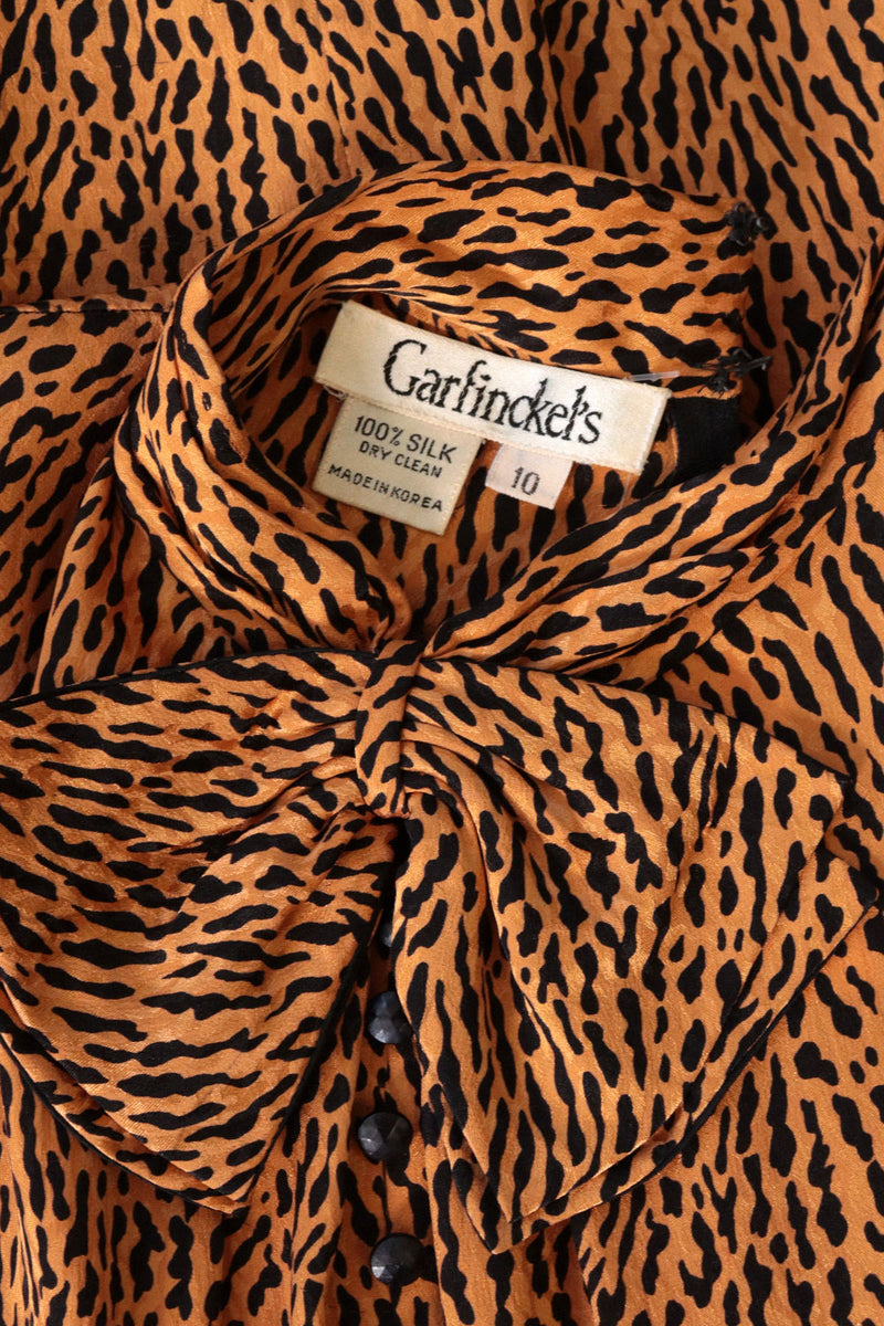 Fine Silk Animal Print Bow Dress M
