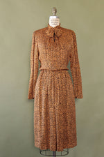 Fine Silk Animal Print Bow Dress M