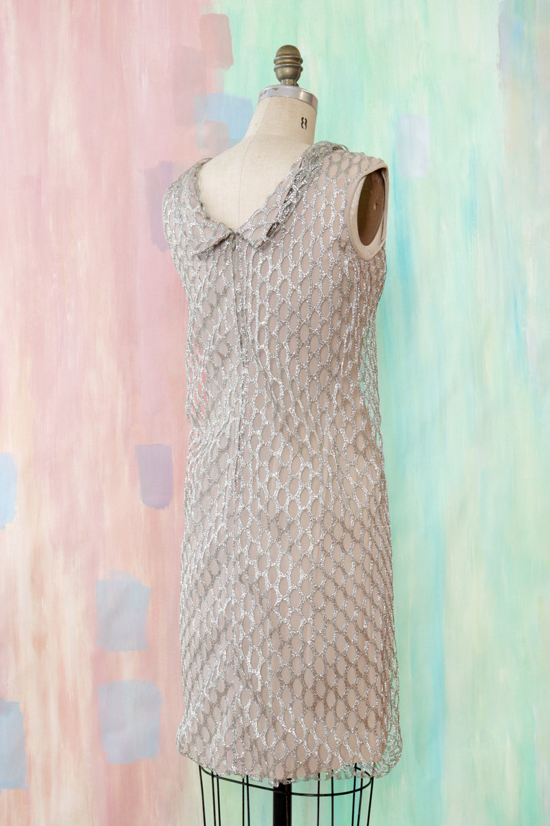 Silver Fishnet Sheath Dress S/M