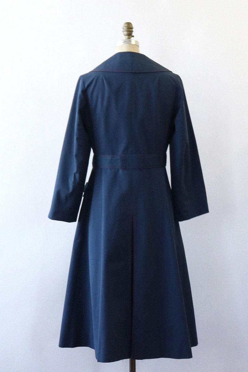 Tailored Navy Topstitch Trench S-S/M