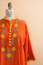 Coral Embroidered Caftan