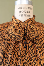 Fine Silk Animal Print Bow Dress M