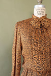 Fine Silk Animal Print Bow Dress M