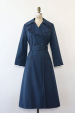 Tailored Navy Topstitch Trench S-S/M