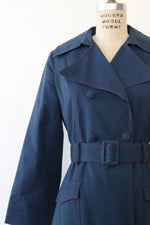 Tailored Navy Topstitch Trench S-S/M