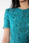 Turquoise Beaded Silk Dress S/M
