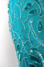 Turquoise Beaded Silk Dress S/M