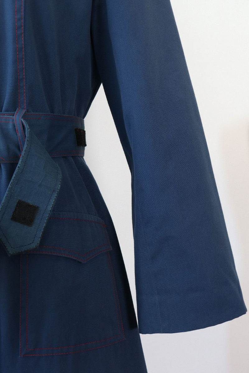 Tailored Navy Topstitch Trench S-S/M