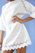 Crisp Cotton Eyelet Mini Dress S-L
