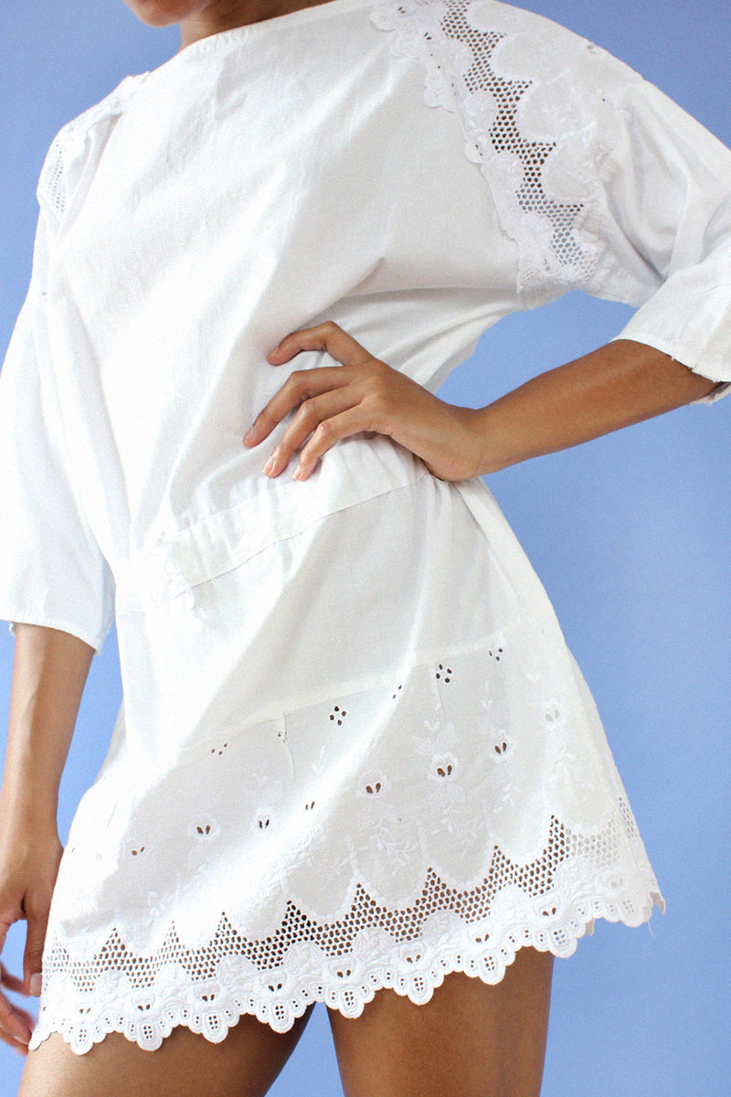 Crisp Cotton Eyelet Mini Dress S-L