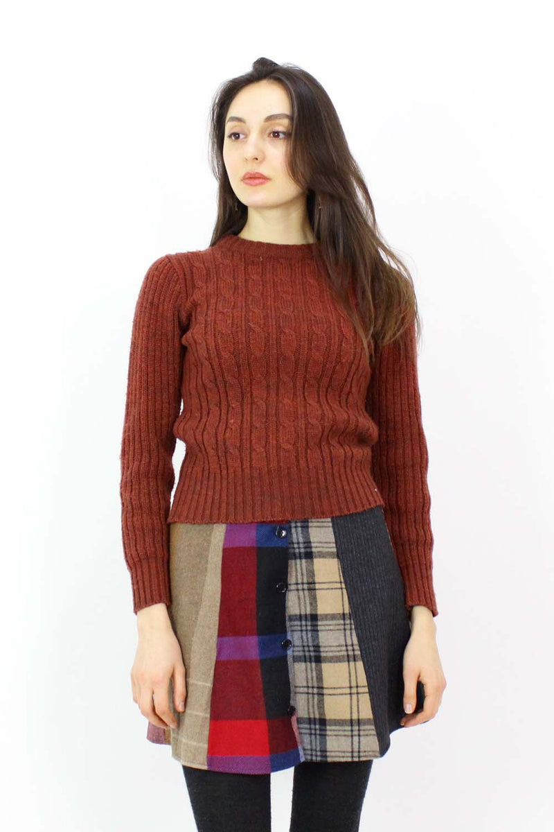 Mixed Plaid Mini Skirt S