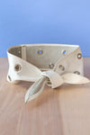 Wide White Leather Grommet Belt XS-M